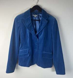 Ann Taylor Blazer Womens Royal Blue Velvet Jacket Size 4